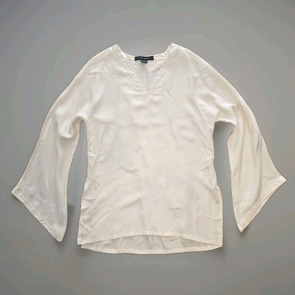 Ralph Lauren Black Label 100% Silk Bell Sleeve Blouse Top